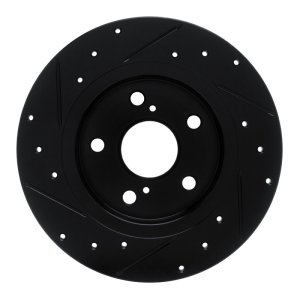 Scion TC Brake Rotor (1) - Rear Right - R1 Concepts - Drilled & Slotted - Black - `11-`16